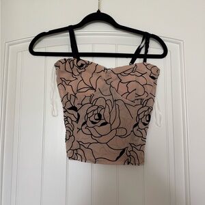 Fashion Nova Floral Tank Top - Pink and Tan